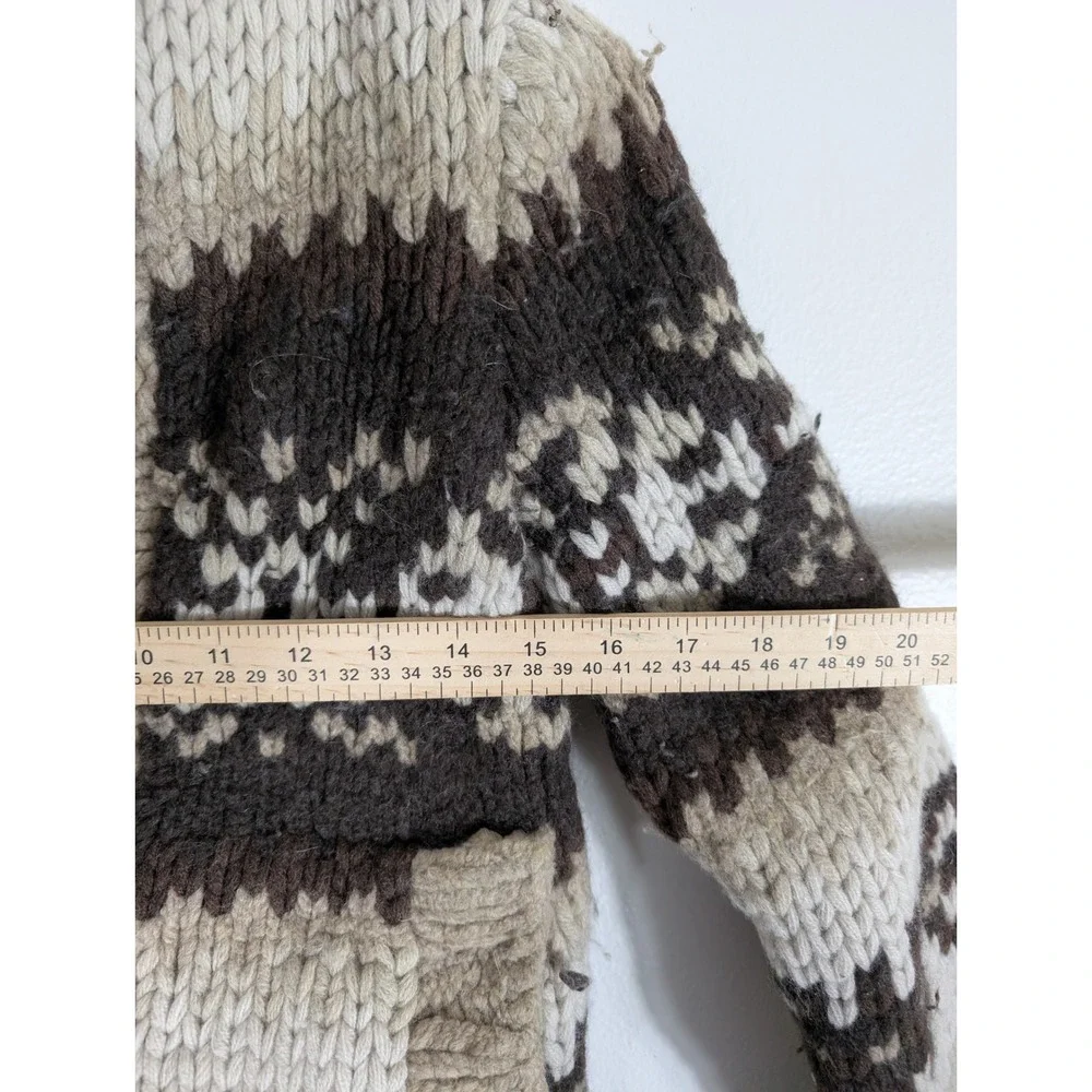 Ezra Fitch Women's Small Abercrombie Hand Knit Wool Fair Isle Cardigan Brown - Picture 8 of 11